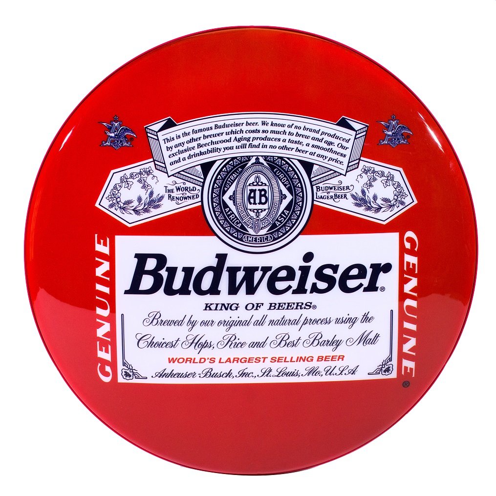 Luminoso de Parede Cerveja Budweiser Rótulo Retrô Vintage P Bar,garagem,churrasqueira,espaço Gourmet