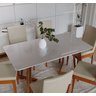 Conjunto Mesa Com Vidro Pés Madeira Maciça 6 Cadeiras Madeira Dakota Tecido A40  - 8