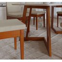 Ver mais imagens de Conjunto Mesa Com Vidro Pés Madeira Maciça 6 Cadeiras Madeira Dakota Tecido A40 