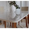 Conjunto Mesa Com Vidro Pés Madeira Maciça 6 Cadeiras Madeira Dakota Tecido A40  - 6