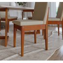 Ver imagem 5 de Conjunto Mesa Com Vidro Pés Madeira Maciça 6 Cadeiras Madeira Dakota Tecido A40 