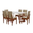 Ver imagem 3 de Conjunto Mesa com Vidro Pés Madeira Maciça 6 Cadeiras Madeira Dakota Tecido A40
