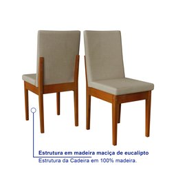 Conjunto Mesa Com Vidro Pés Madeira Maciça 6 Cadeiras Madeira Dakota Tecido A40  - 9