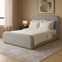 Ver imagem 1 de Cama Casal para Casa Nova de Alto Padrão Cabeceira Estofada:boucle Cinza