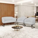 Ver imagem 7 de Sofá Namoradeira e 2 Poltronas Base Industrial Preto Stella Linho D03 - D'Rossi Cor A05 Cinza