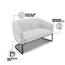 Ver imagem 3 de Sofá Namoradeira e 2 Poltronas Base Industrial Preto Stella Linho D03 - D'Rossi Cor A05 Cinza