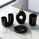 Ver imagem 2 de Jogo de Banheiro Acessórios Lavabo Elegante Preto Kit 4pçs