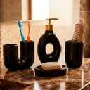 Ver imagem 4 de Jogo de Banheiro Acessórios Lavabo Elegante Preto Kit 4pçs