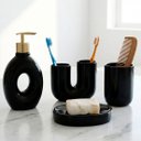 Ver imagem 3 de Jogo de Banheiro Acessórios Lavabo Elegante Preto Kit 4pçs