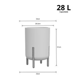 Vaso para Plantas Cilindrico Decore 34 Off White - Japi - 3