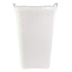 Cesto Rattan Tampa Basculada Grande Luxo Branco