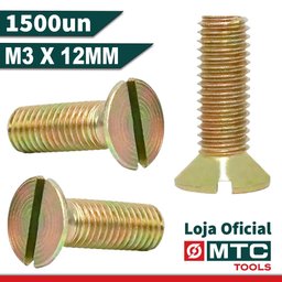 PARAFUSO MÁQUINA CABEÇA CHATA DIN 963 M3 X 12 FENDA -1500PÇS - 2