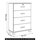 Ver imagem 4 de Cômoda Quarto 79cm 4 Gavetas Madeira Maciça Lone Castanho F07 - Mpozenato
