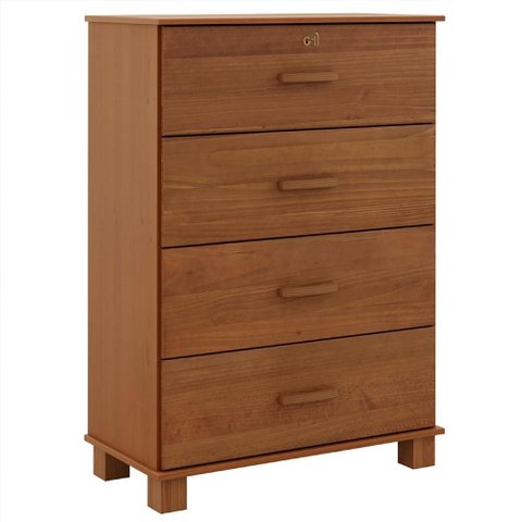 Cômoda Quarto 79cm 4 Gavetas Madeira Maciça Lone Castanho F07 - Mpozenato