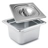 Conj 3 Cuba Gastronômica Inox GN 1/6x100 mm 1,5 Litro com Tampa Sem abertura SB 1/6X100 COM TAMPA - 1