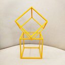 Ver imagem 1 de 2 Cubos Decorativos - Quadrado Geométrico, Decoração Sala, Escritório - Toque 3d - Cor: Amarelo