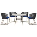 Ver imagem 1 de Mesa com 4 Cadeiras de Jantar Roma 100cm e Noronha em Aluminío Fendi Corda Nautica Estofado 10 Trama