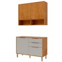 Ver imagem 2 de Armário Aéreo com Balcão Divina 120cm com 4 Portas 2 Gavetas Cinamomo/off White
