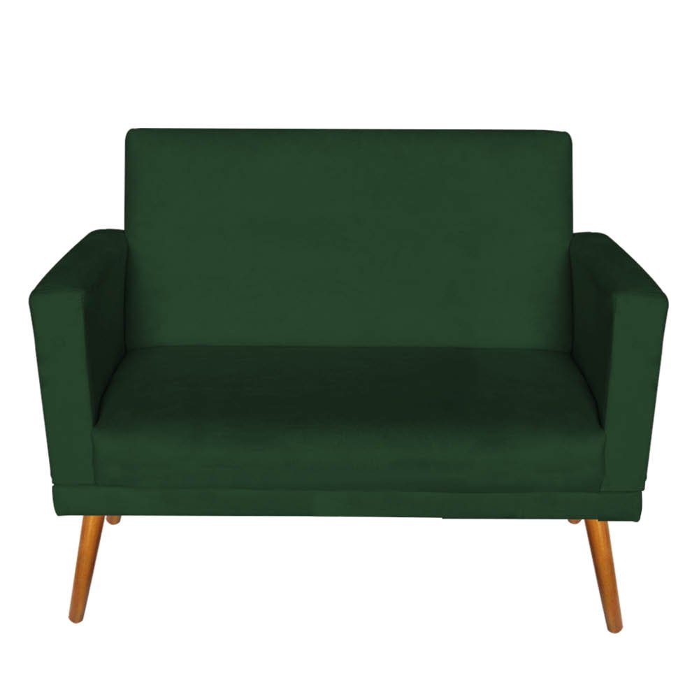 Kit 1 Namoradeira e 2 Poltronas Nina Com Rodapé e 1 Puff Sófia Suede Verde - Móveis Mafer - 4