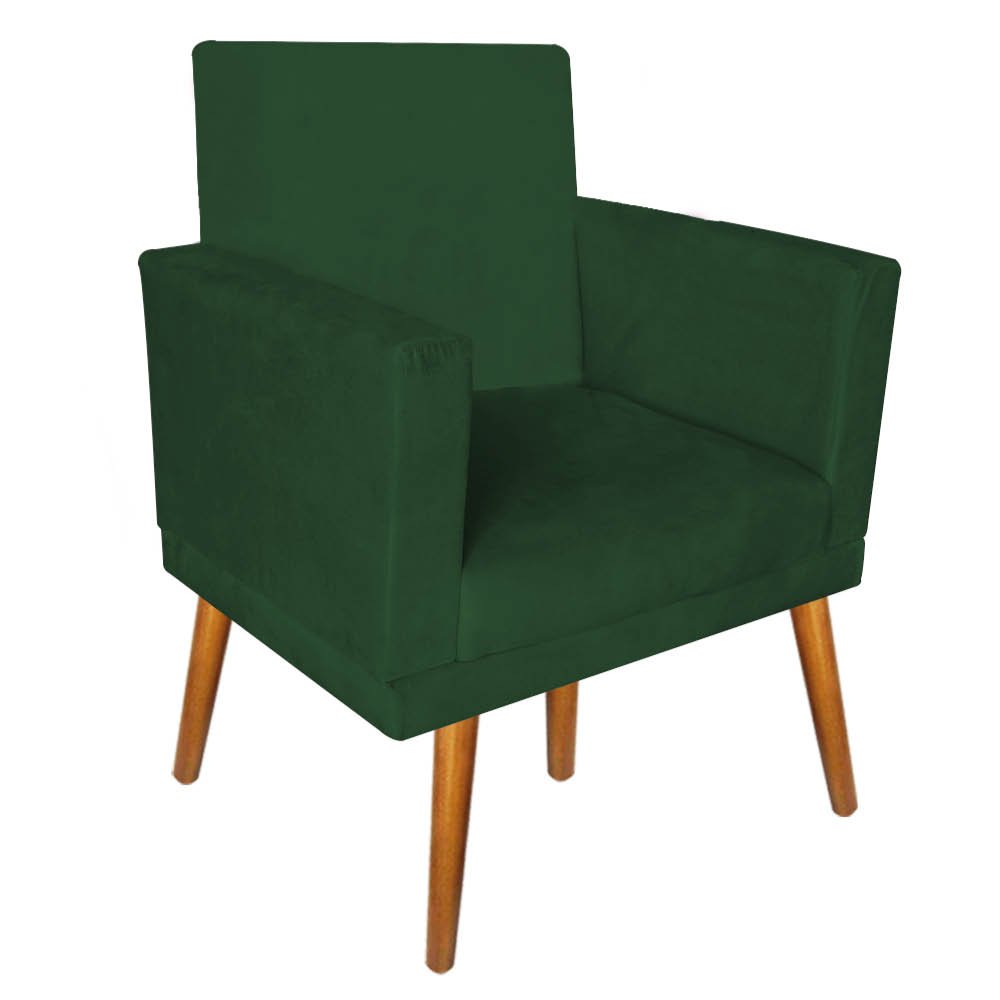 Kit 1 Namoradeira e 2 Poltronas Nina Com Rodapé e 1 Puff Sófia Suede Verde - Móveis Mafer - 3