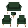 Kit 1 Namoradeira e 2 Poltronas Nina Com Rodapé e 1 Puff Sófia Suede Verde - Móveis Mafer - 1