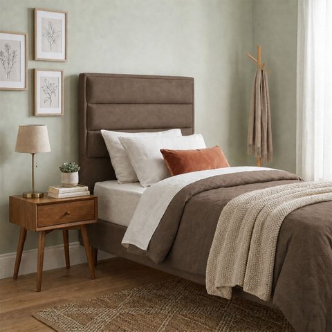 Cabeceira para Cama Solteiro Estofada ,088 Mts Iza Vilajo: Suede Marrom