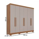 Ver imagem 4 de Guarda-roupa Casal Pinheiro 6 Portas 2 Gavetas Cinamomo/off White - Pnr Móveis