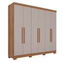 Ver imagem 2 de Guarda-roupa Casal Pinheiro 6 Portas 2 Gavetas Cinamomo/off White - Pnr Móveis