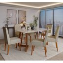 Ver imagem 1 de Conjunto Sala De Jantar Madeira Maciça Com Vidro 6 Cadeiras Califórnia