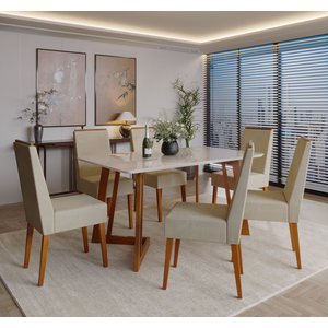 Conjunto Sala De Jantar Madeira Maciça Com Vidro 6 Cadeiras Califórnia