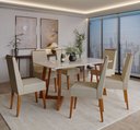 Ver imagem 1 de Conjunto Sala de Jantar Madeira Maciça com Vidro 6 Cadeiras Califórnia Marrom/Caramelo