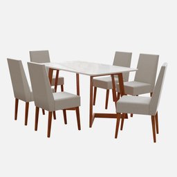 Conjunto Sala De Jantar Madeira Maciça Com Vidro 6 Cadeiras Califórnia  - 5