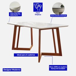 Conjunto Sala De Jantar Madeira Maciça Com Vidro 6 Cadeiras Califórnia  - 7