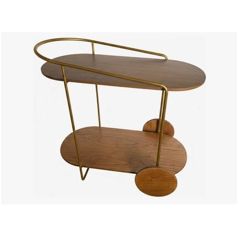 Carrinho Adega Bar Laminado Armação  Dourada