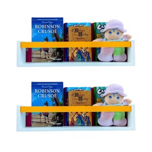 Kit 2 Prateleiras de Livros Criança Nicho de Parede Livreiro Colorido 55cm:AMARELO