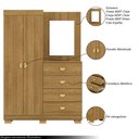 Ver imagem 3 de Cômoda Roupeiro Allure 4 Gavetas 1 Espelho 2 Portas com Prateleiras Nature G98 - Gran Belo