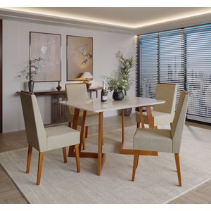 Conjunto Sala De Jantar Mesa Madeira Maciça 4 Cadeiras Califórnia 