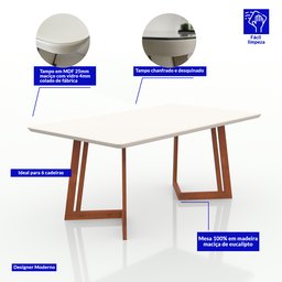 Conjunto Sala De Jantar Mesa Madeira Maciça 4 Cadeiras Califórnia  - 9