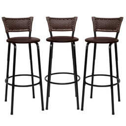 Kit 3 Banquetas para Cozinha Banco Alto Junco Argila Balcão Ilha Bancada Bares Piscina Área Gourmet - 1