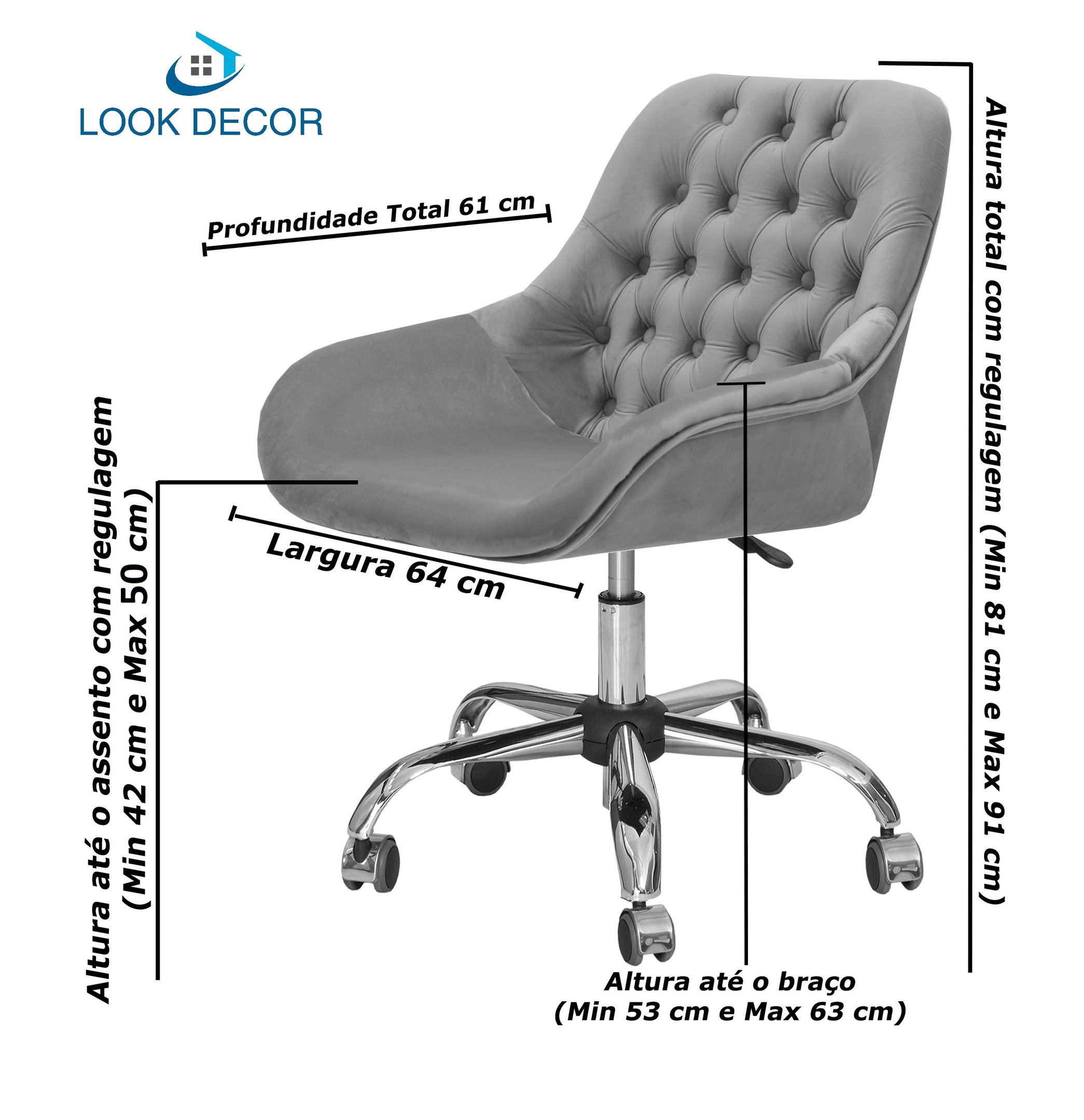 Cadeira Poltrona Alice Veludo Azul Tiffany Base Rodinhas e Altura Regulável - 2
