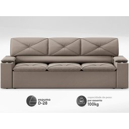 Sofá com Porta Copos Retrátil e Reclinável Pop 2,05m Velosuede Capuccino - Netsofas - 4