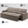 Sofá com Porta Copos Retrátil e Reclinável Pop 2,05m Velosuede Capuccino - Netsofas - 3