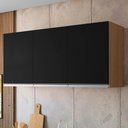 Ver imagem 2 de Armário Aéreo Andréia 120cm 3 Portas Amêndoa/preto - Ajl Móveis