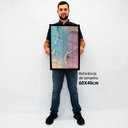Ver imagem 2 de Quadro Decorativo Caixa Alta com Vidro Abstrato Mármore Luxe Perolado TaColado Moldura Branca 40x60c