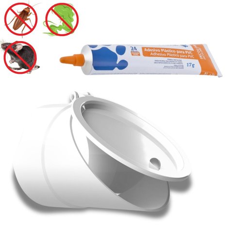 Válvula de Retenção Esgoto para Canos 75mm + Adesivo Pvc Incolor Bisnaga 17g