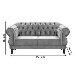 Sofá Chesterfield 2 Lugares Duquesa Vintage Retrô Capitonê Suede Azul Marinho - 2