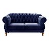 Sofá Chesterfield 2 Lugares Duquesa Vintage Retrô Capitonê Suede Azul Marinho - 1