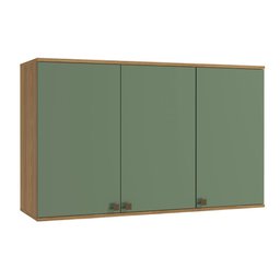 Armário Aéreo Celeste Kappesberg 100% Mdf 3 Portas Nogueira/verde 120cm - 1