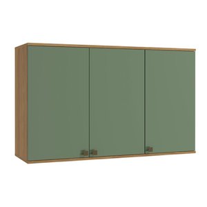 Armário Aéreo Celeste Kappesberg 100% Mdf 3 Portas Nogueira/verde 120cm