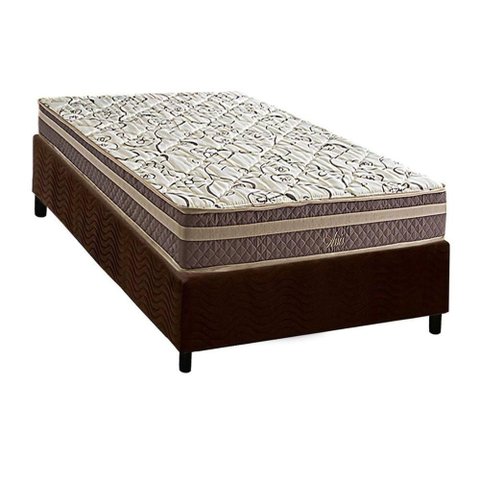 Cama Box Solteiro: Colchão Molas Bonnel Herval Assis + Base Crc Suede Brown (88x188)